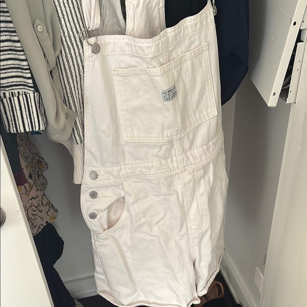 Levi's Classic White Denim Overalls